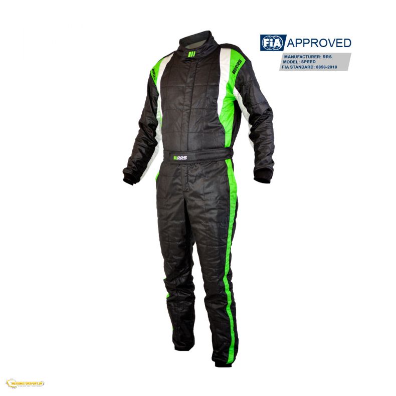 RRS Speed race suit - Black and Green - FIA 8856-2018