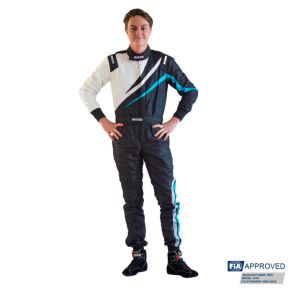 Race suit RRS FIA EVO Dynamic Black / Light Blue - FIA 8856-2018