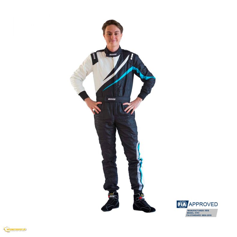 Race suit RRS FIA EVO Dynamic Black / Light Blue - FIA 8856-2018