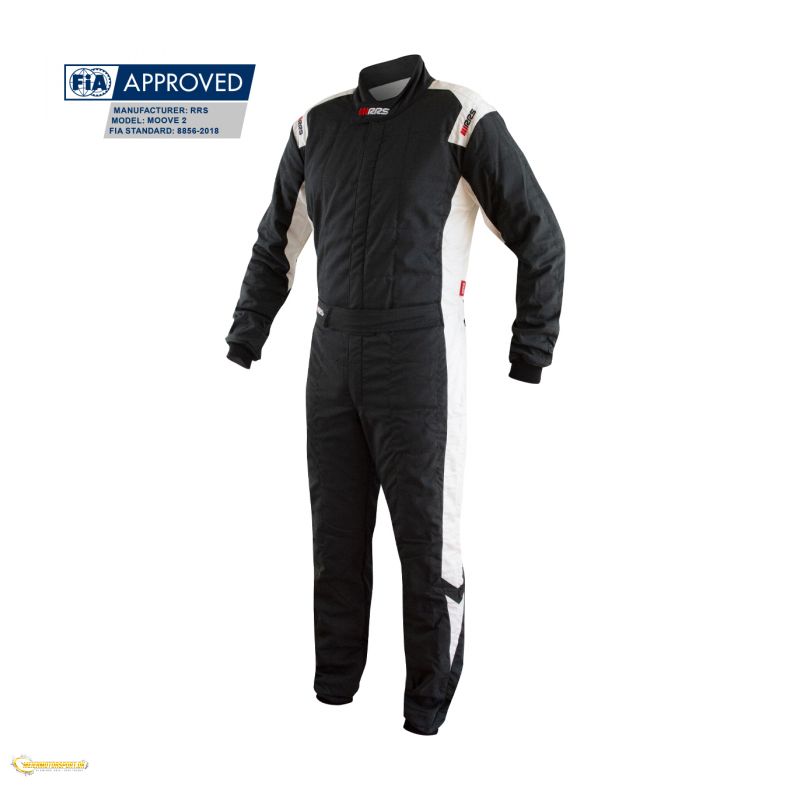 RRS MOOVE 2 Race suit - BLACK / WHITE - FIA 8856-2018