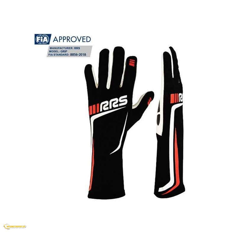 GRIP 2 racing gloves - Black logo RED - FIA 8856-2018