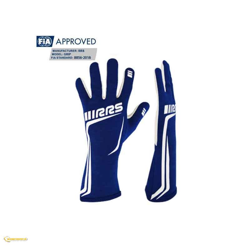 GRIP2 racing gloves - BLUE logo WHITE - FIA 8856-2018