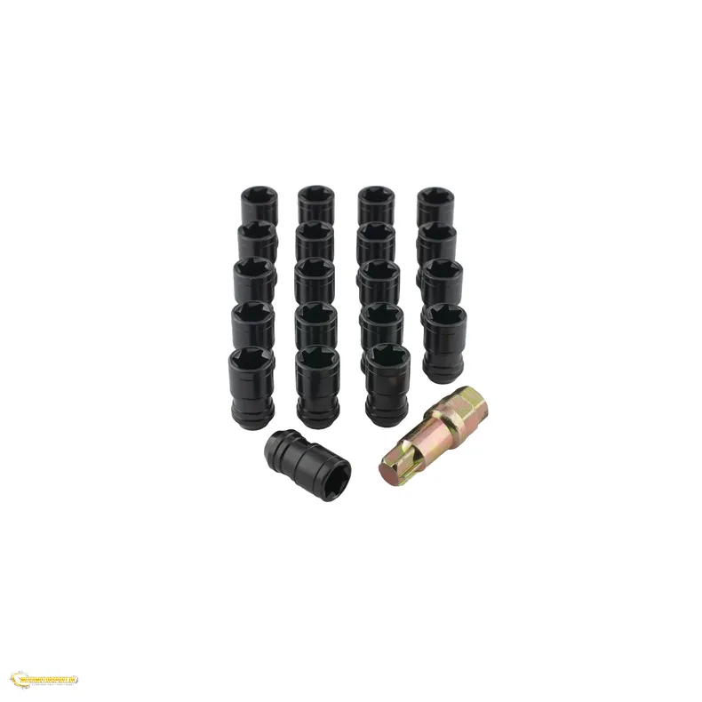 Hjulm�trik S�t med l�seb�sning Sort M12x1,5